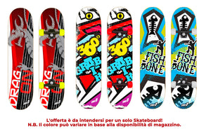 Skateboard con Tavola 80 cm in Legno Concava Double Drago Fish Grab