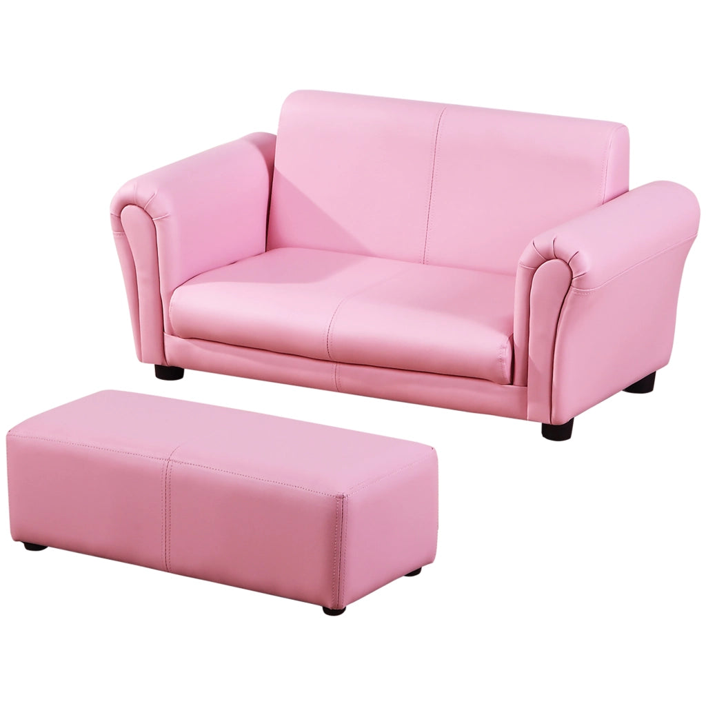 Poltrona per bambini con pouf ¨C zephmum ¨C rosa 83x42x41 cm