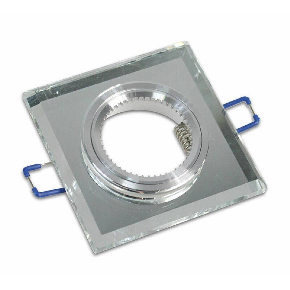 Trade Shop - Portafaretto Da Incasso Quadrato In Vetro Effetto Specchio Foro 60mm Argento P18 -