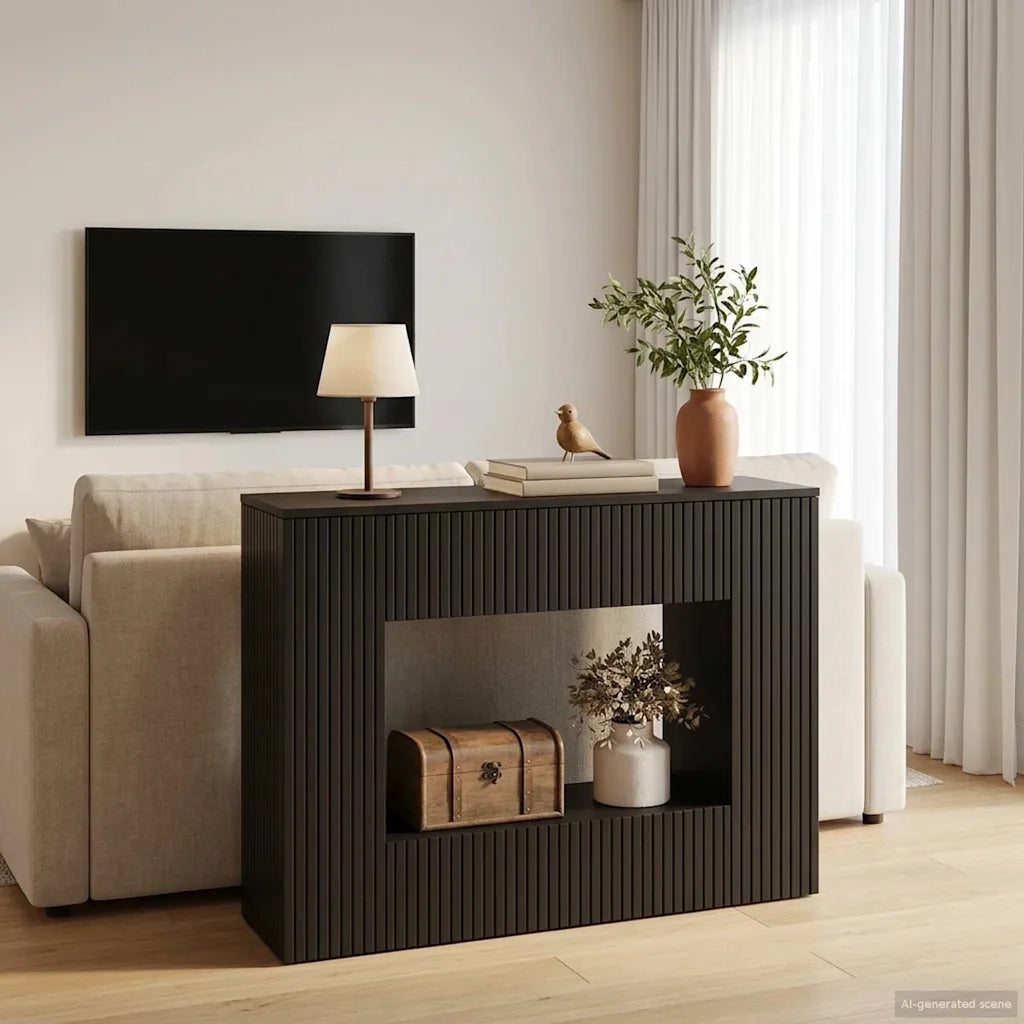 Tavolo consolle Nero 101 x 29 x 74 cm Legno ingegnerizzato