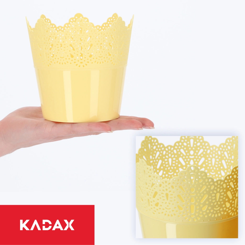 Vaso da fiori KADAX, vaso da fiori, coperchio, alto, in plastica, 12 cm, giallo