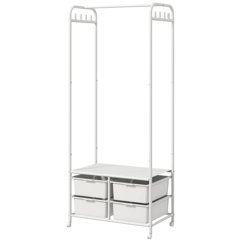 Appendiabiti con scaffale e cestini per scarpe ¨C Zephmum ¨C Bianco 63x37x153 cm