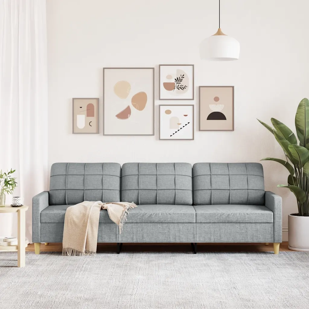 Divano a 3 Posti Grigio Chiaro 210 cm in Tessuto 4007414