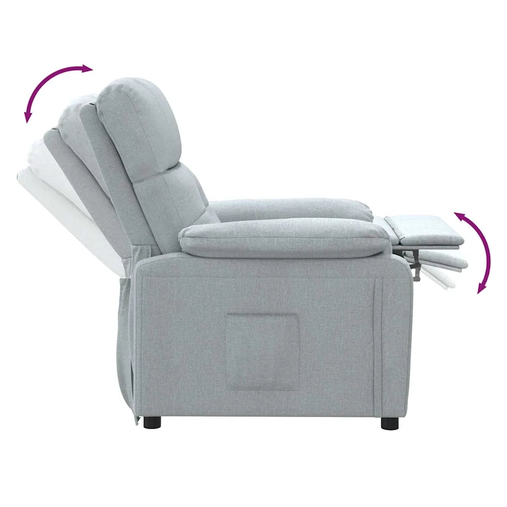 Divano Sedia-Poltrona Reclinabile in Tessuto Grigio Chiaro 384846