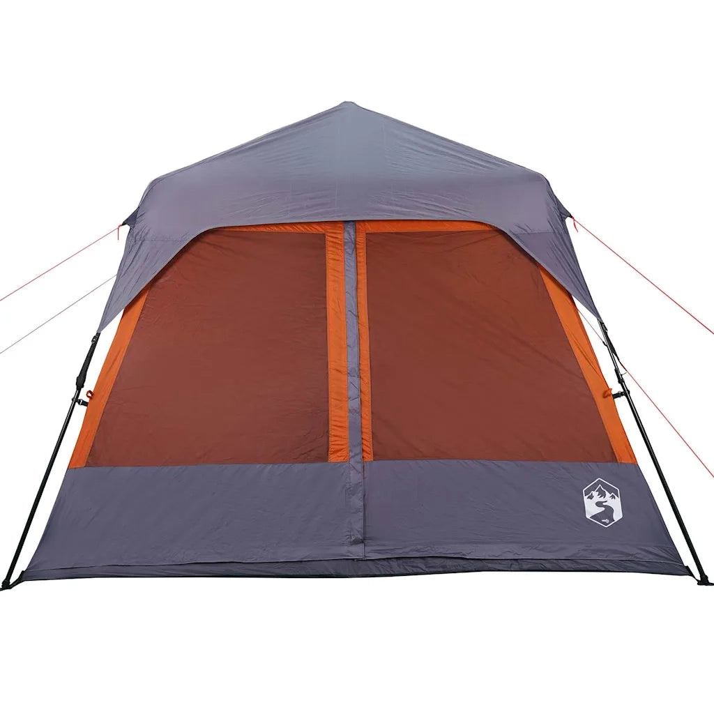 Tenda Campeggio 9 Persone-Tenda per Escursionismo Grigio e Arancione Impermeabile