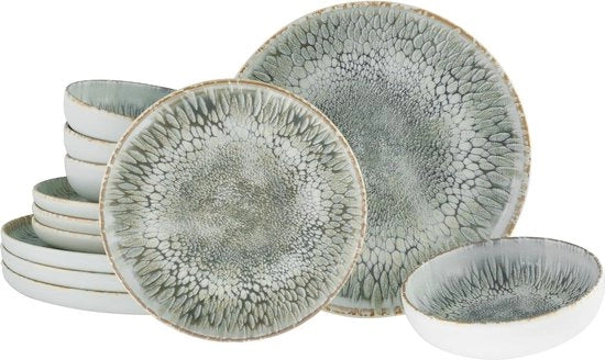 Set di servizio da 12 pezzi Volcano | Ceramica | Resistente a lavastoviglie e forno a microonde | Made in Portugal