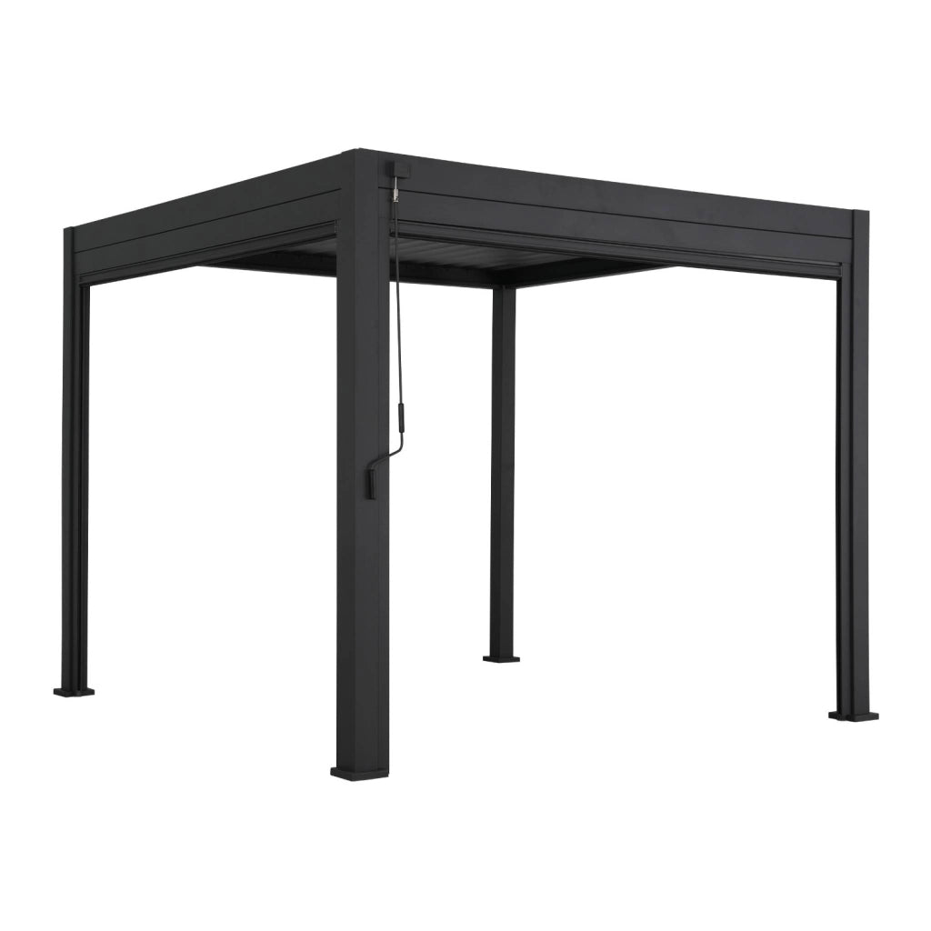 Pergola bioclimatica 3x3m in alluminio v2 + 2 tende da 3m, antracite