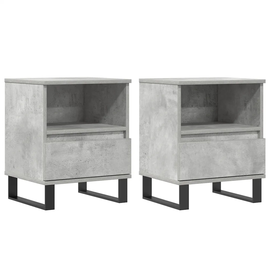 Comodini 2pz-Set di 2 Tavolino da notte Grigio Cemento 40x35x50 cm in Legno Multistrato 611744