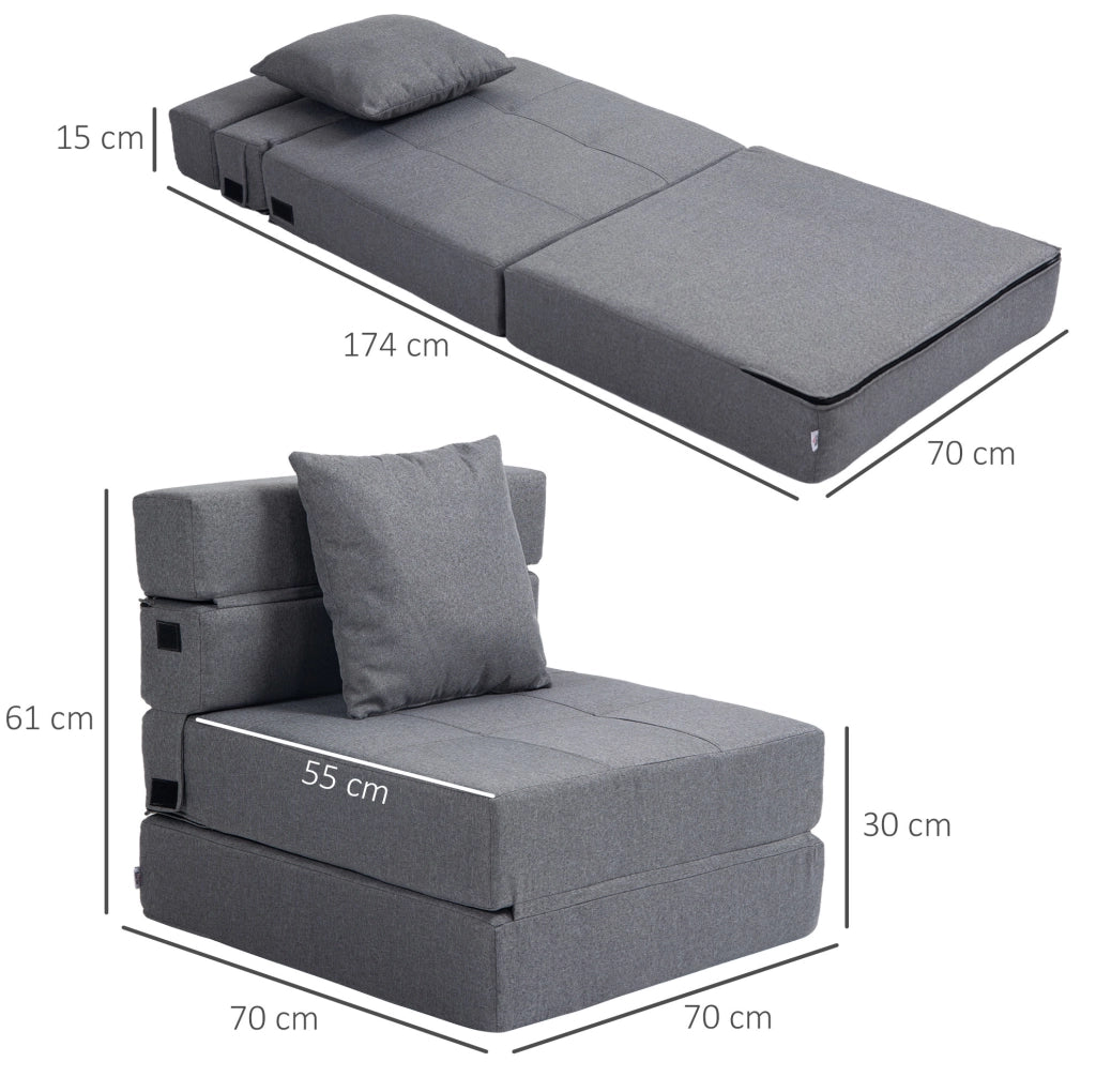 Poltrona letto pieghevole 2 in 1 grigio scuro