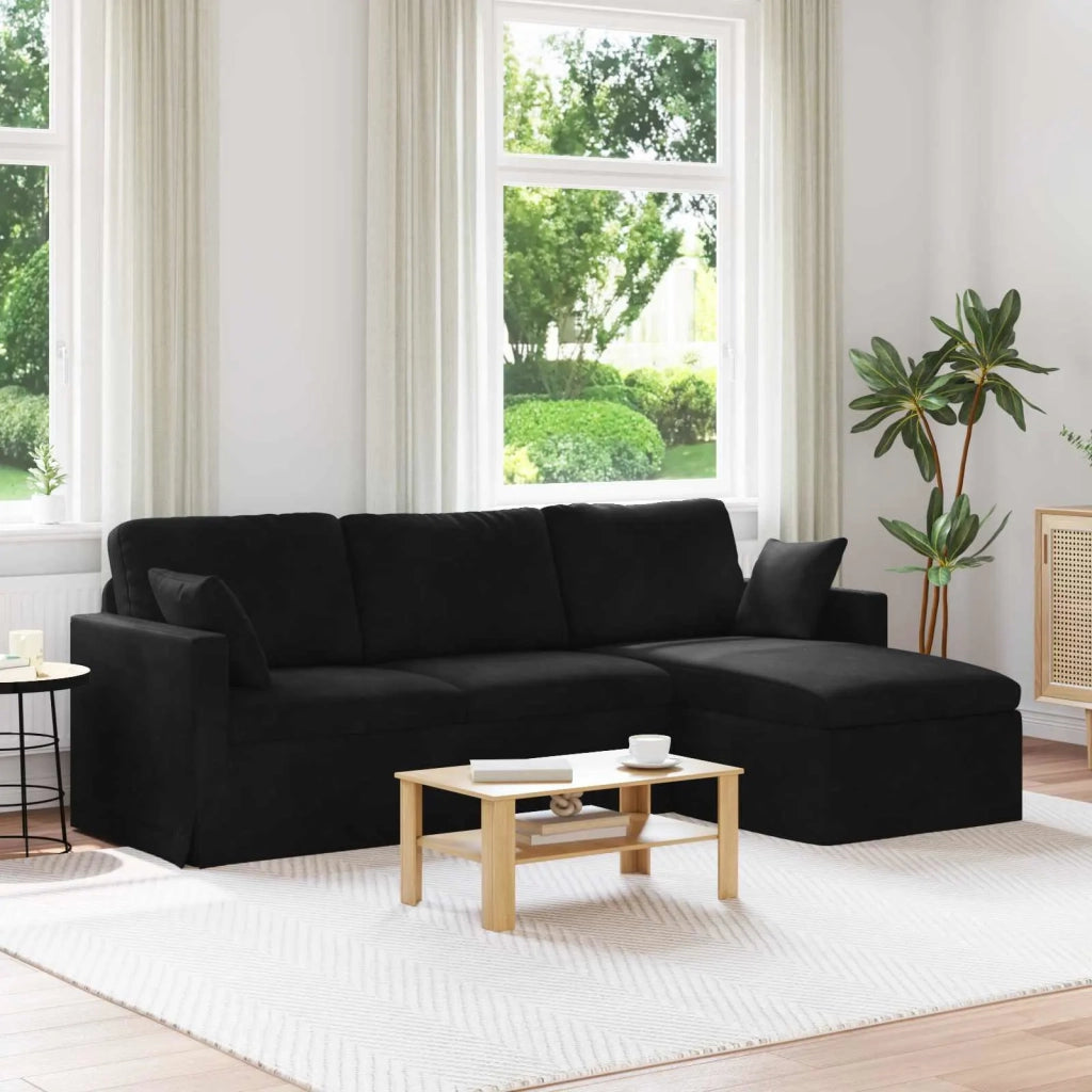 Divano Nero 198 x 134 x 80 cm Velluto