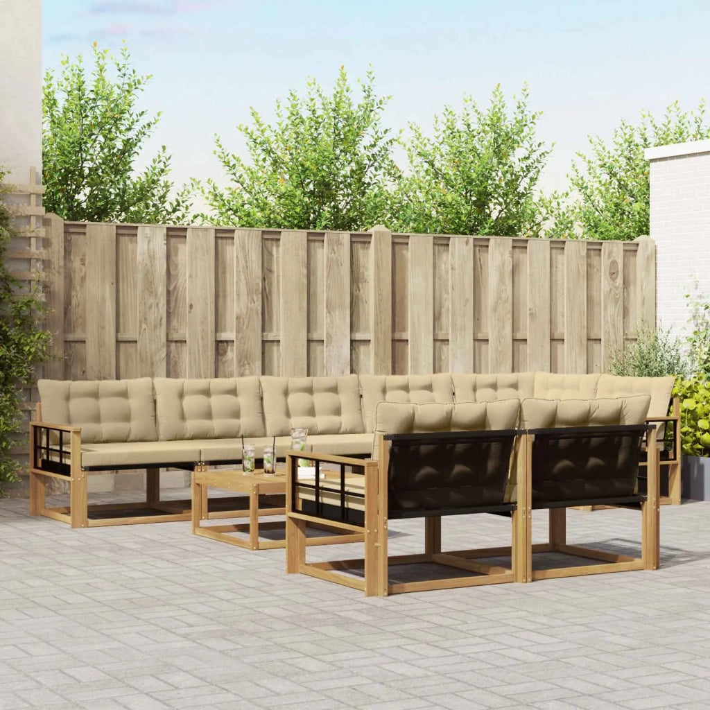Set di divani da esterno 9 pcs Bianco e Beige 79 x 79 x 37 cm