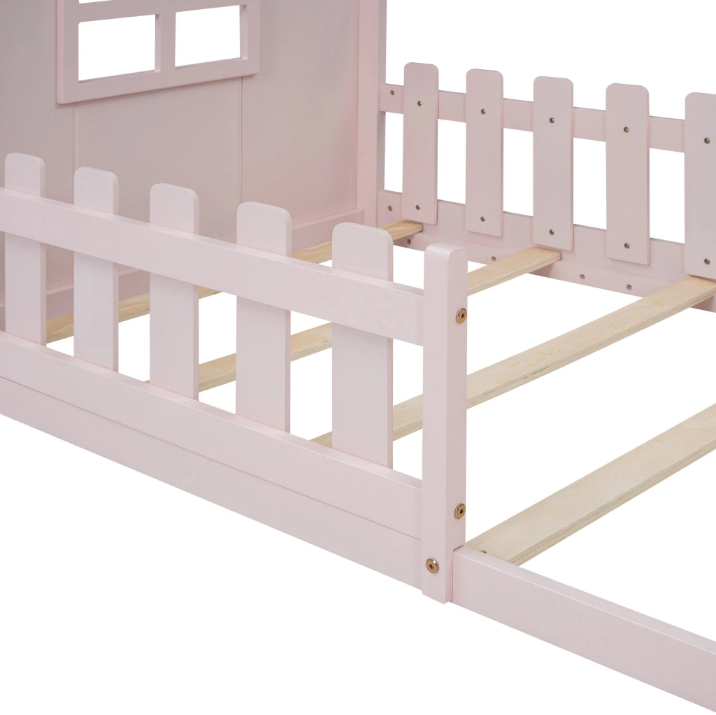 Letto per bambini a forma di casetta 90 x 200 cm, rosa
