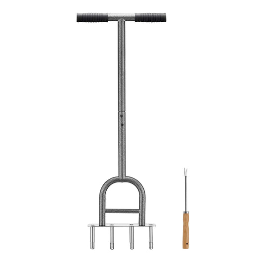Carotatrice manuale per prato in acciaio, arieggiatore con impugnatura ergonomica a T e 4 fustelle, per carotare e chiodare il terreno, per giardino, prato