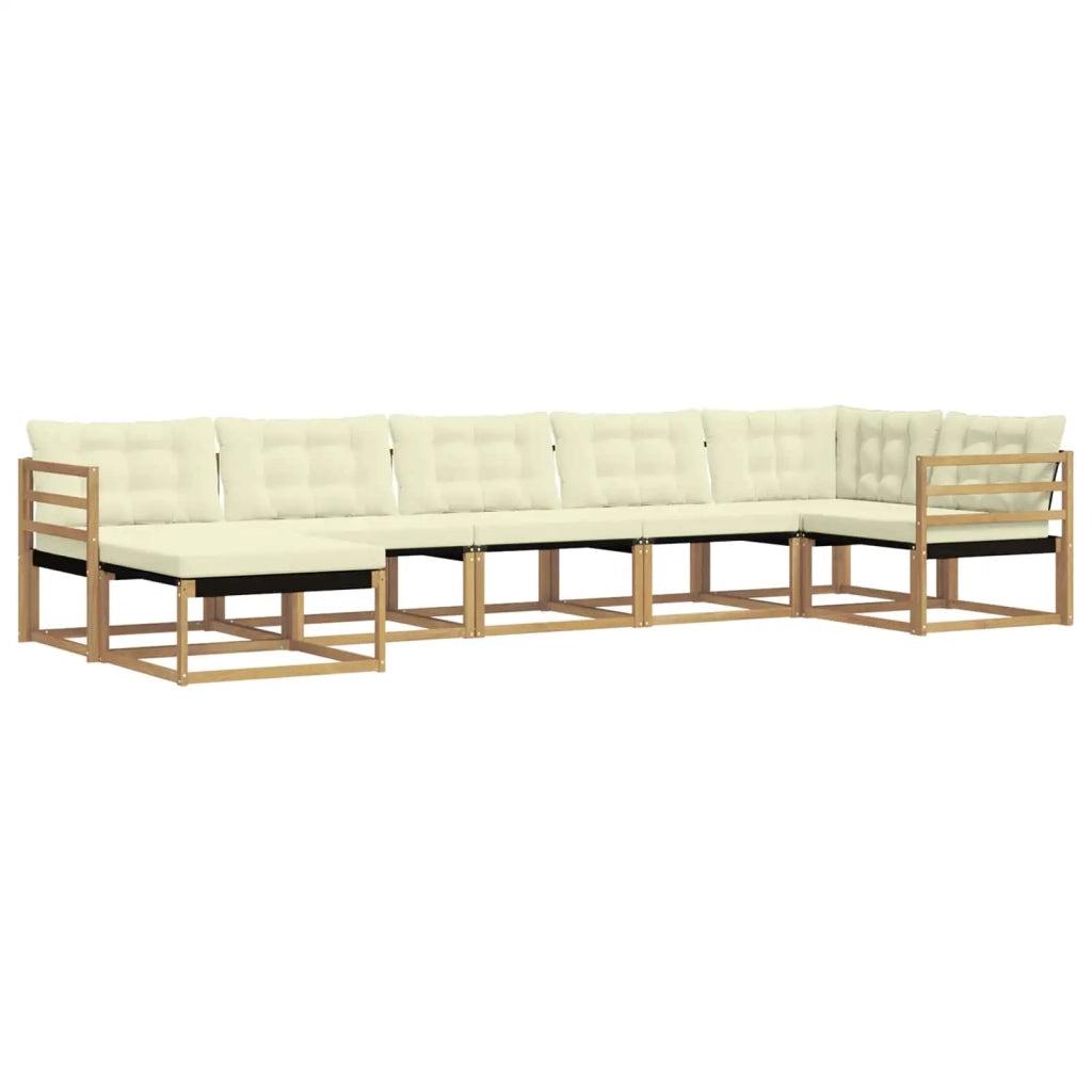 Set di divani da esterno con cuscino 7 pcs Bianco e Crema