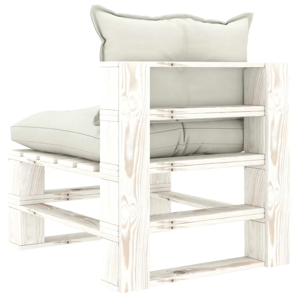 Poltrona Centrale da Giardino Pallet con Cuscini Beige in Legno 3052422