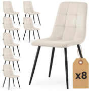 Set di 8 Sedie in velluto trapuntate NERO Beige gambe nere
