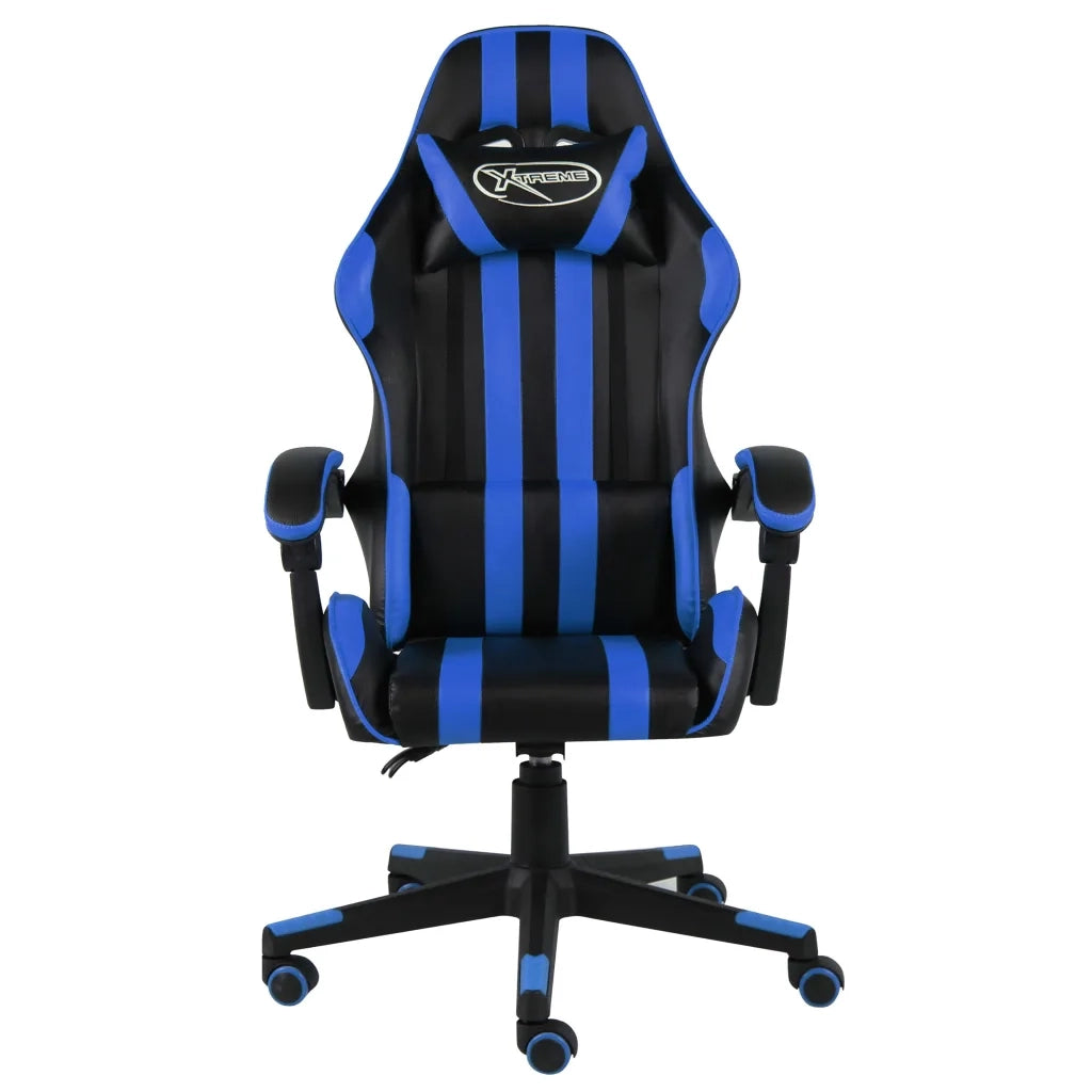 Sedia da Ufficio | Sedia da Gaming Nero e Blu in Similpelle