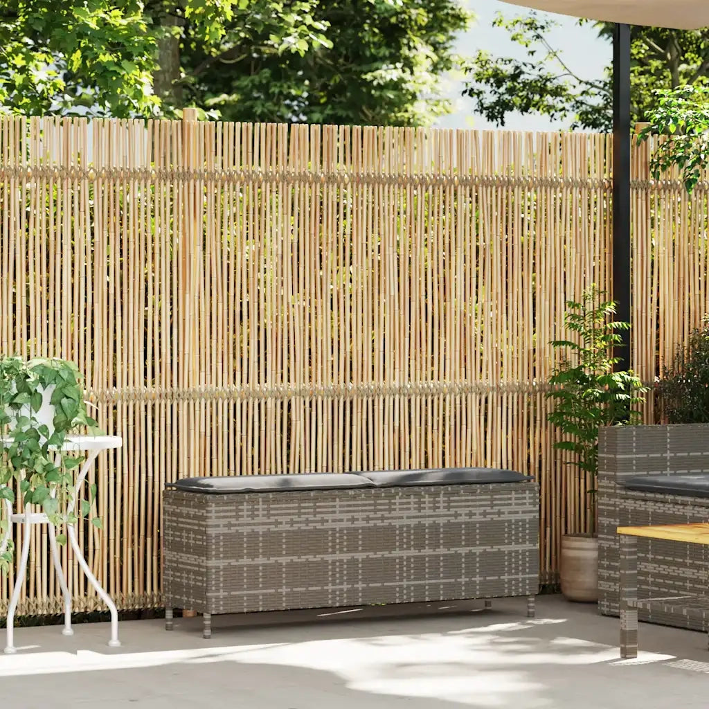 Panca da Giardino con Cuscino Grigio 110x30x40,5 cm Polyrattan
