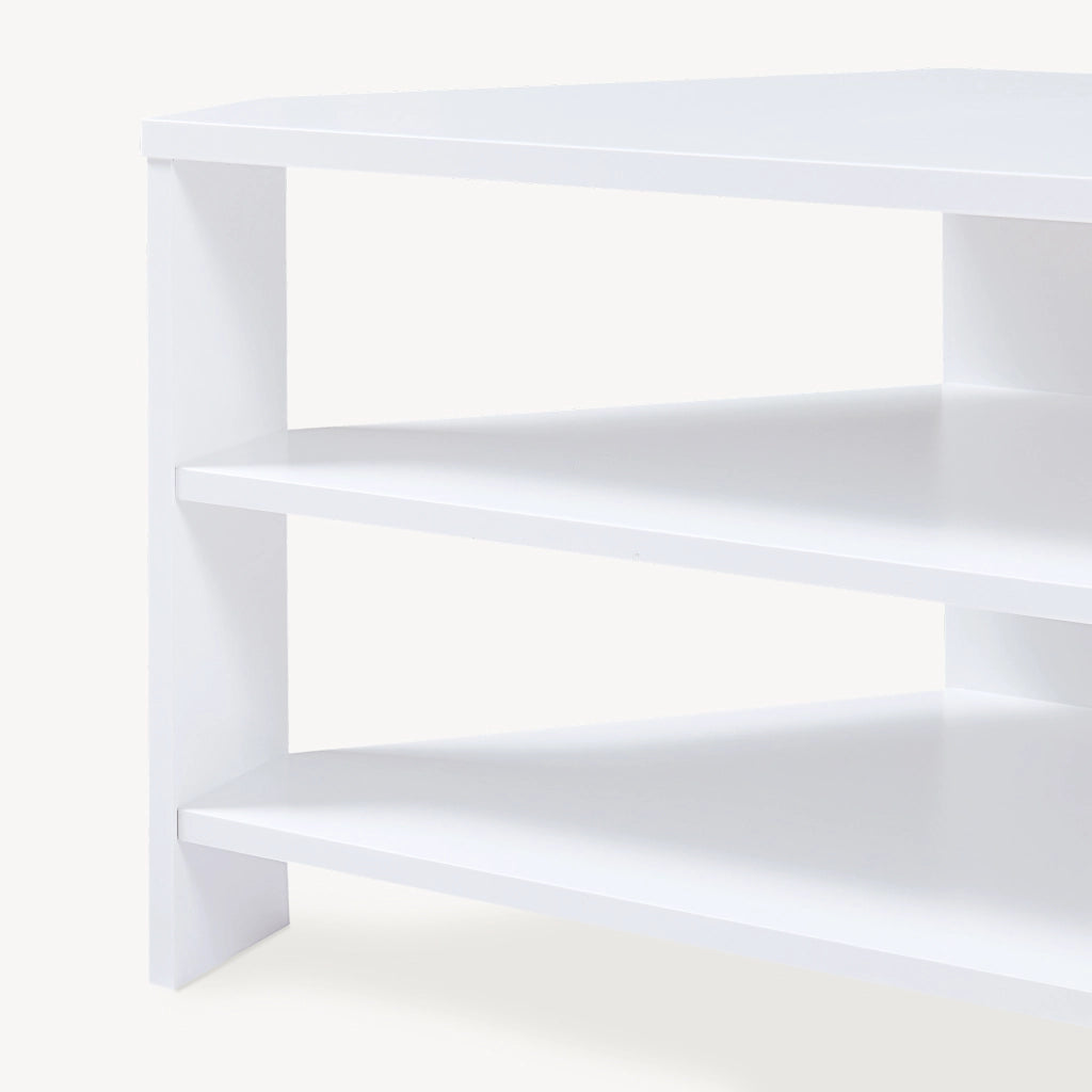 Mobile Porta TV Berg con 2 Ripiani Espositore Angolare 110 x 36 x 42 cm - Bianco [en.casa]