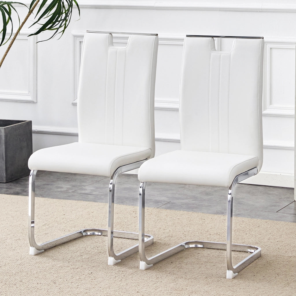 Set 2 Sedie da Pranzo in PU ¨C MINIMAL ¨C Bianche, Design Moderno