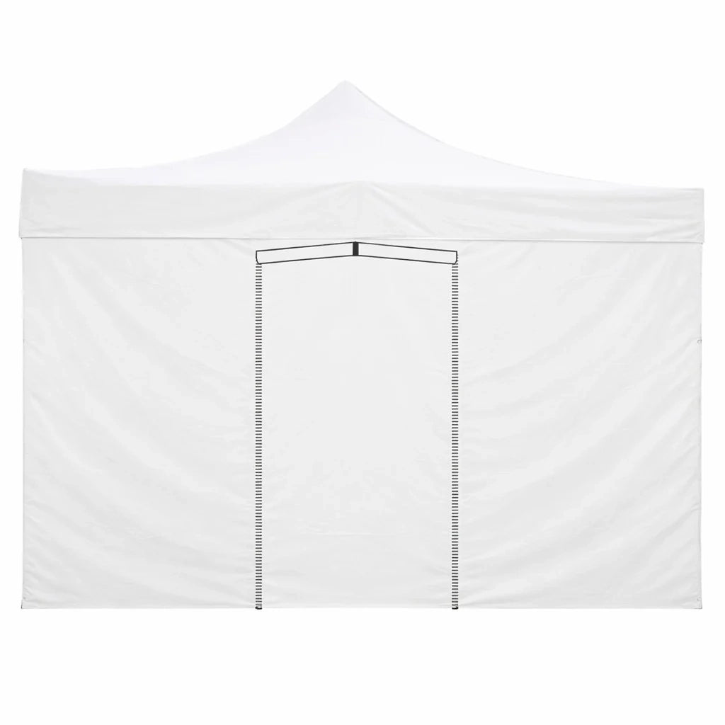 Telo laterale 4,5x2mt bianco impermeabile con porta avvolgibile per gazebo richiudibile