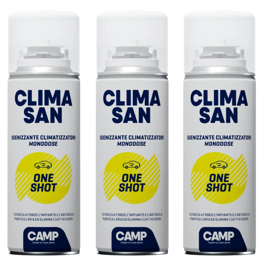 Igienizzante monodose climasan one shot spray per climatizzatori abitacoli auto camper 200ml 3 pezzi