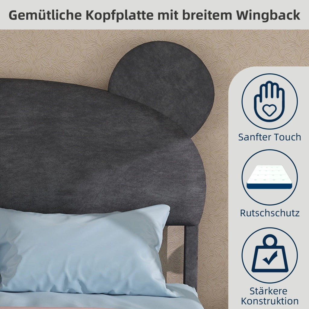 Letto Contenitore Imbottito con Testiera ¨C MINIMAL ¨C Grigio 140x200 cm