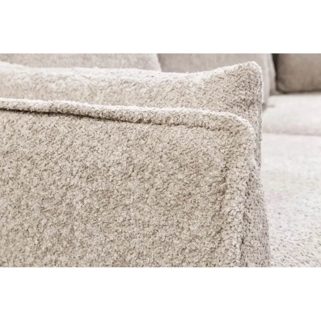 Divano dritto KALIA – Tessuto bouclé beige champagne – 3 posti – Stile contemporaneo