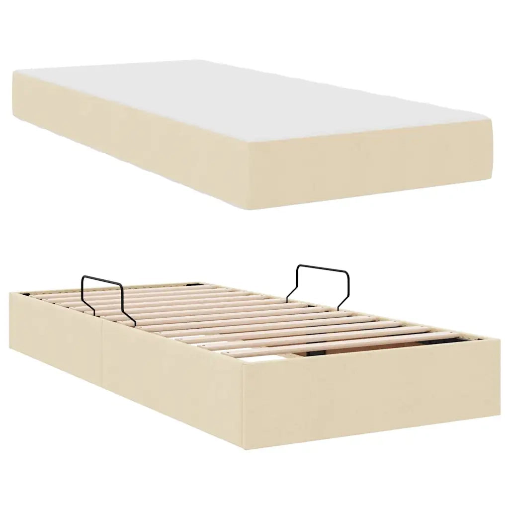 Letto con contenitore e materasso Crema 90 x 190 cm Poliestere 3399632