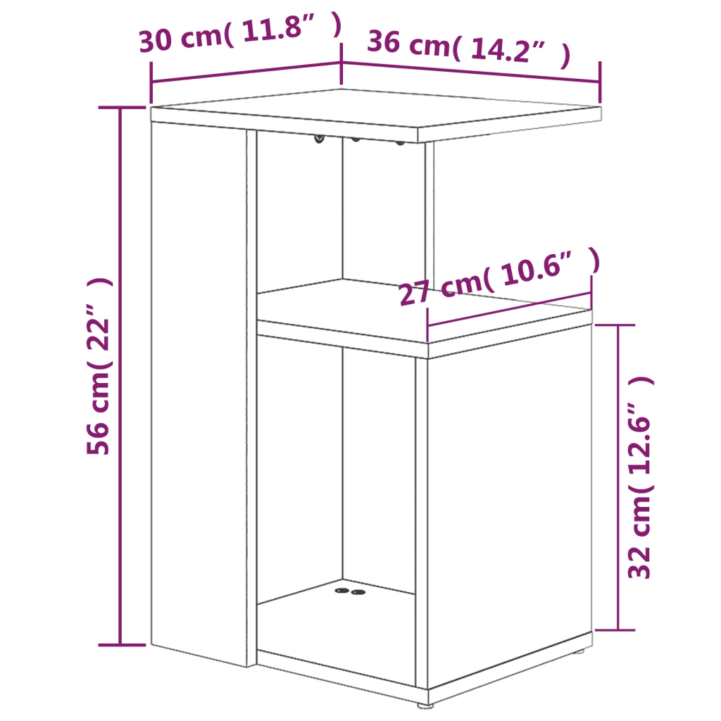 Tavolino da Salotto Grigio Sonoma 36x30x56 cm Legno Multistrato cod mxl 13128