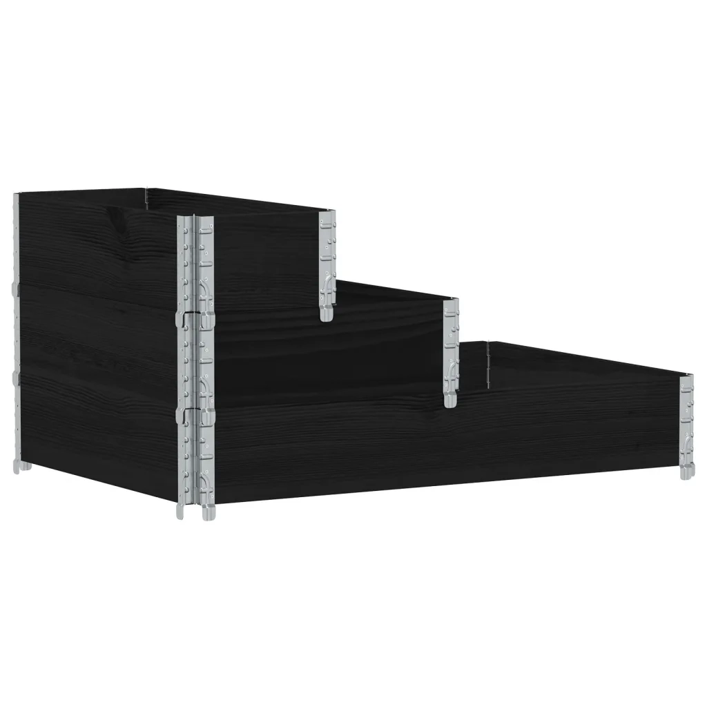 Fioriera Rialzata a 3 Livelli-Vaso da Esterno-Fioriera Elevata Nera 120x80 cm Legno di Pino 526537
