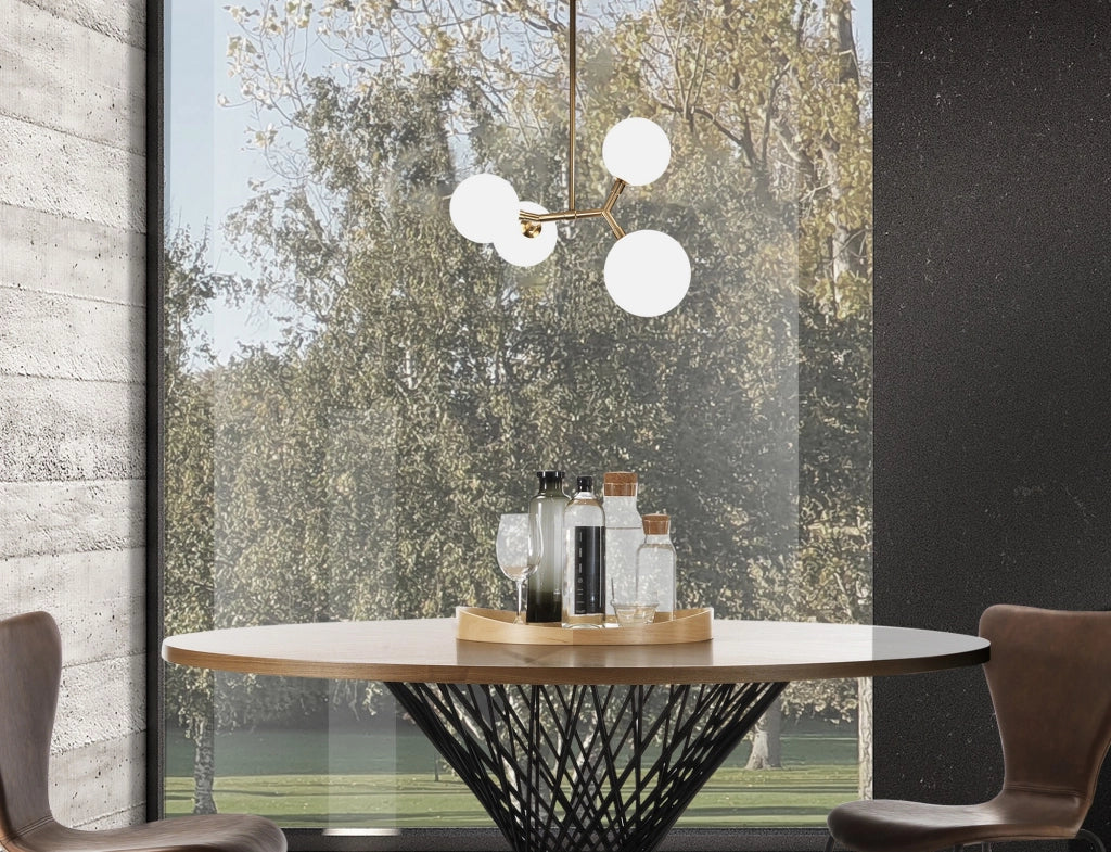 Lampadario in acciaio verniciato ottone cm. L.40 P.32 H.65