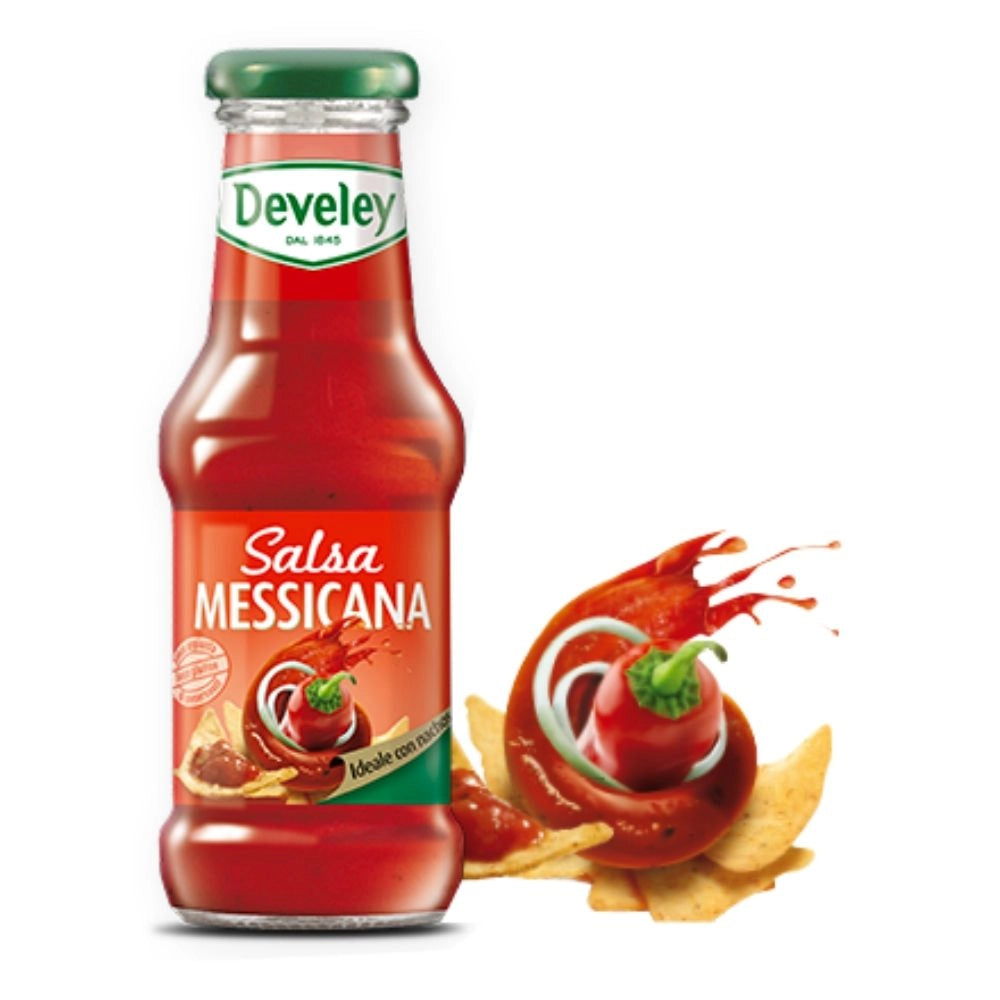 Develey salsa messicana condimento leggermente piccante bottiglia in vetro da 250 ml