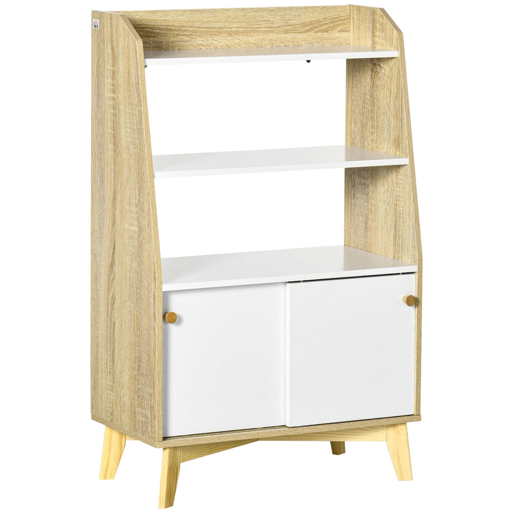 Mobile TV con 2 Ripiani Aperti e Armadietto a 2 Ante ¨C Zephmum ¨C Truciolato e Legno di Pino 58x30x93 cm