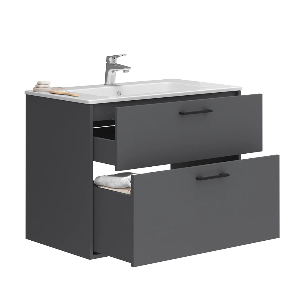 Vicco Set di mobili da bagno Antracite 80 x 61.5 cm con lavabo