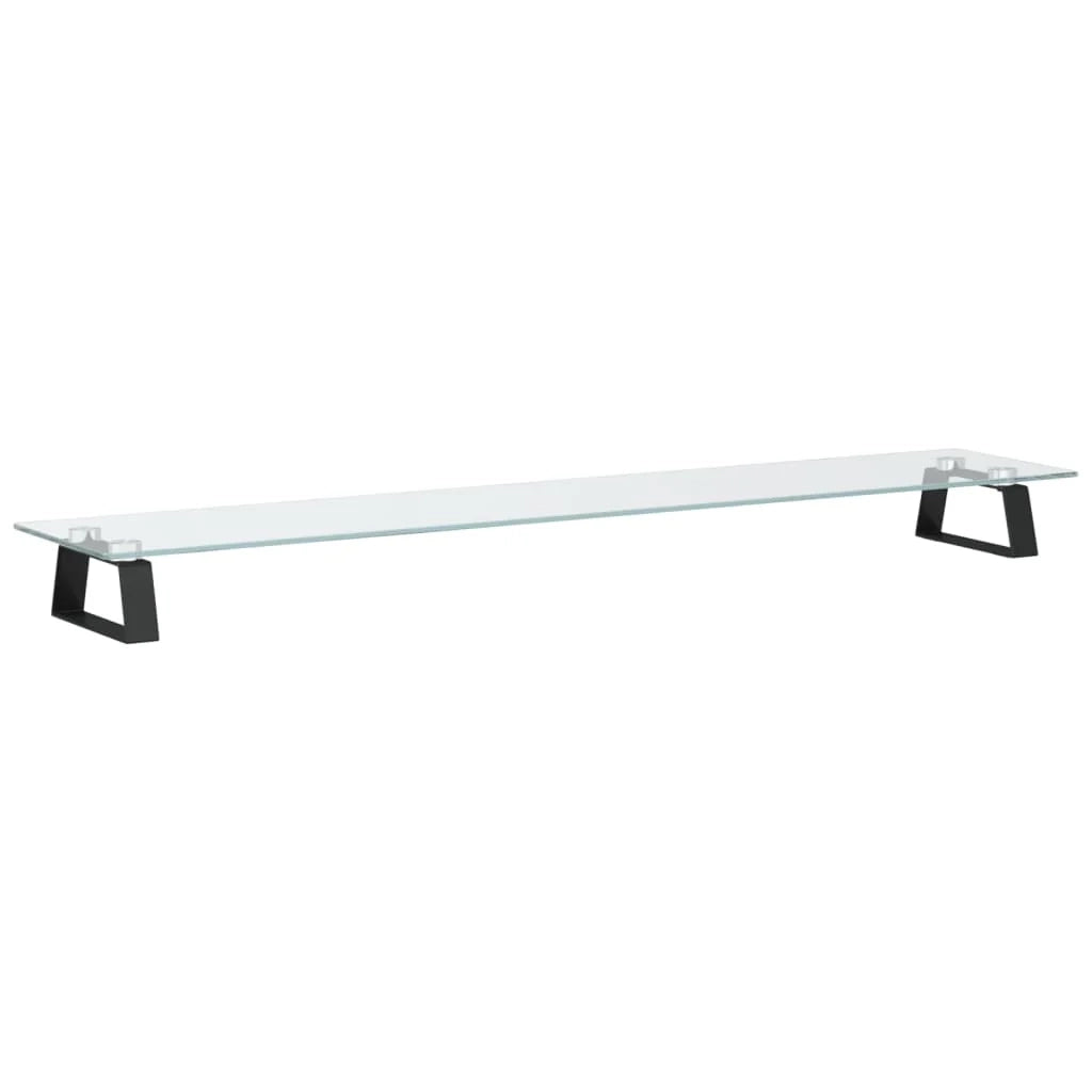 Supporto per monitor mobile da scrivania 100 x 20 x 8 cm vetro temperato e metallo nero 02_0044824