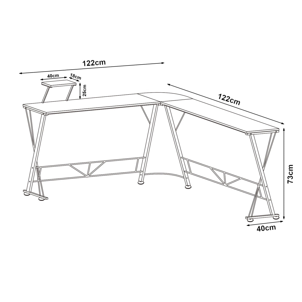 Scrivania/postazione di lavoro con piano rialzato 122 x 122 x 98 cm nero 03_0009073