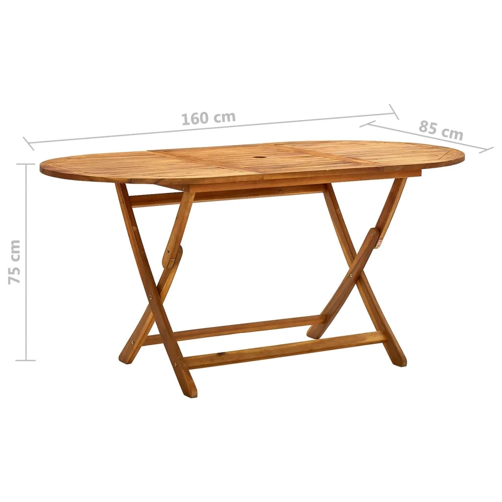 Tavolo da Giardino Pieghevole 160x85x75 cm Massello di Acacia 313324