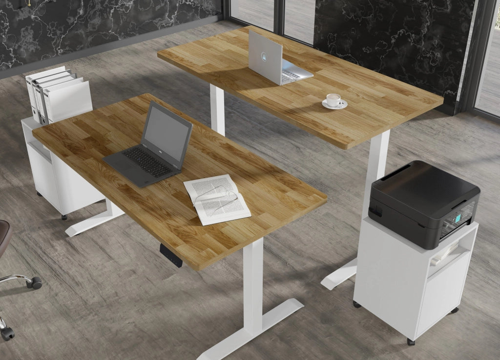 SCRIVANIA BIM NATURAL DESK 2P BIANCO OPACO ROVERE NATURALE 160x80
