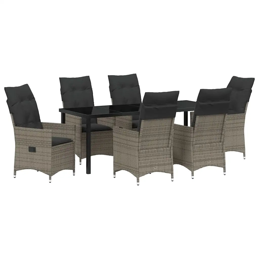 Set da Pranzo per Giardino con cuscino 7 pcs Grigio polyrattan 3379553