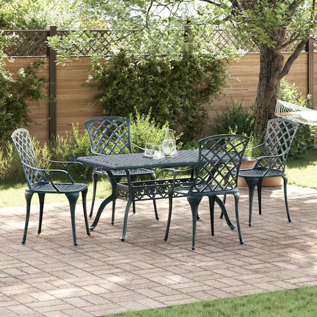 Sedie da giardino  impilabili 4 pezzi Verde in alluminio pressofuso
