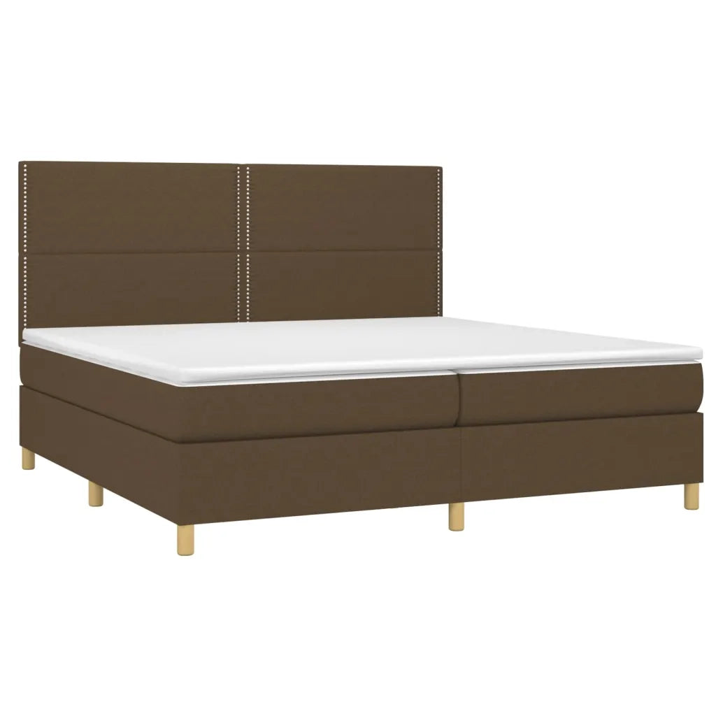 Letto a Molle Materasso e LED Marronescuro 200x200cm in Tessuto 3135384