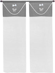 Tende Finestre Porta Interno Tessuto Semitrasparente Shabby Chic Farfalla Coppia Grigio - 60x150 Cm