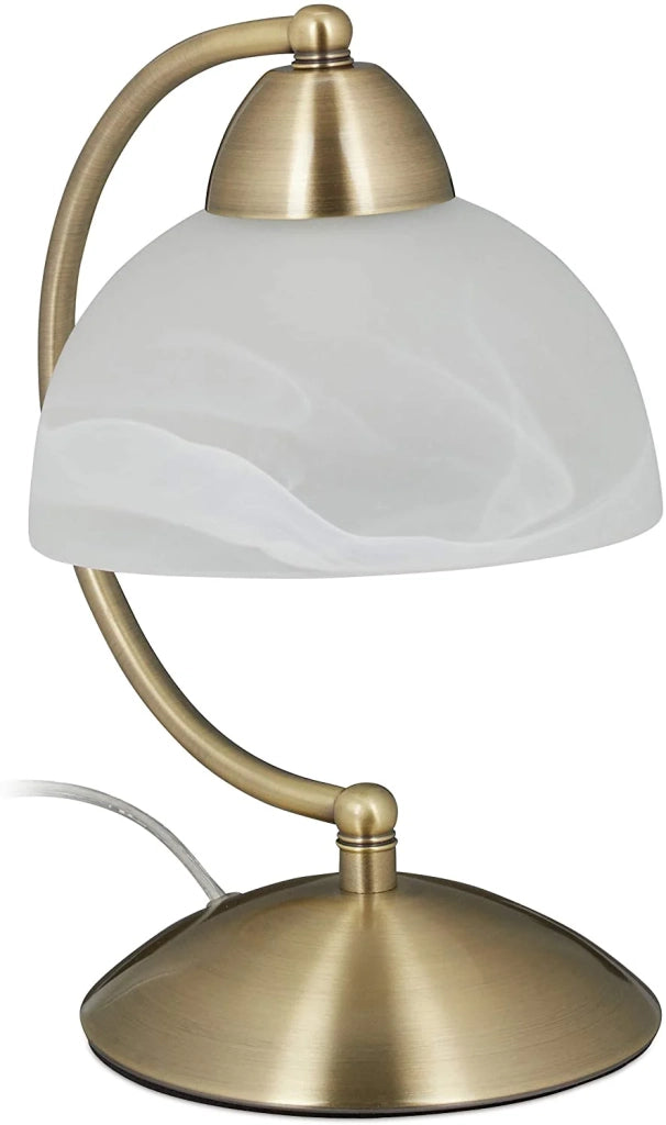 Lampada da tavolo vintage in vetro opalino e ottone 40 watt 13_0001463