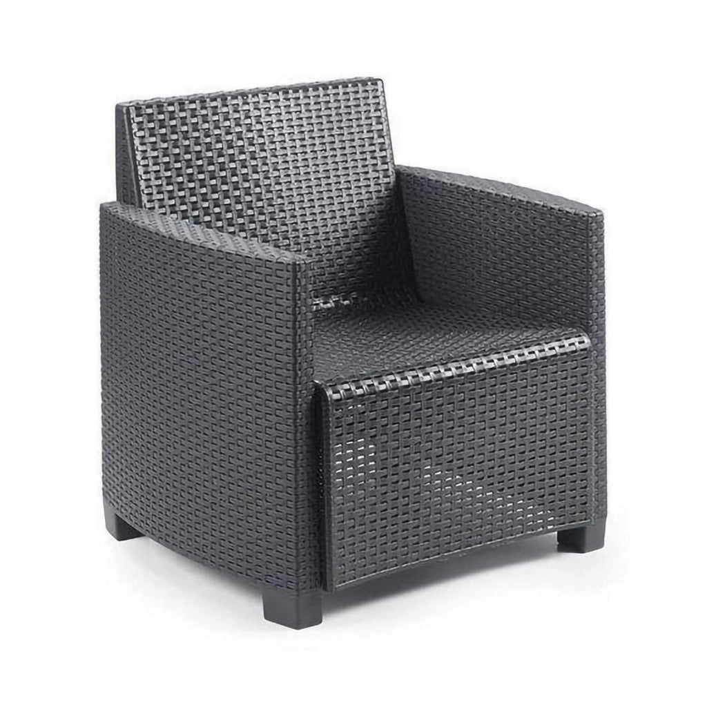 Salottino Outdoor Riccione, set Salotto da Esterno 4 Posti Made in Italy, Nero Antracite