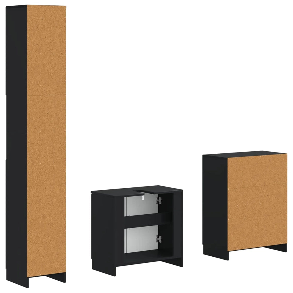 Set di armadietti da bagno in 3 pezzi UTRECHT Nero 3417487