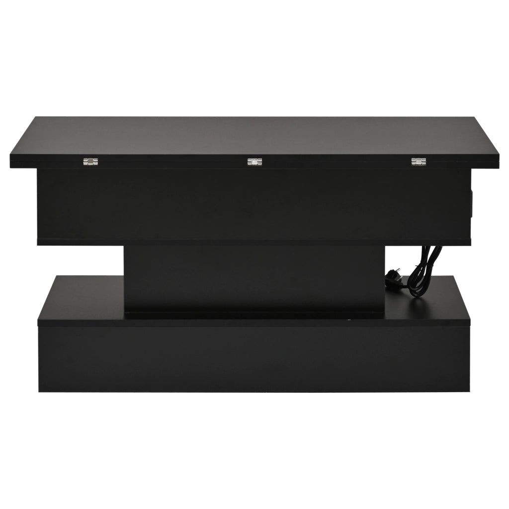 Tavolino regolabile in altezza, con presa di corrente e luci a LED, 100x50x51,5 cm, nero