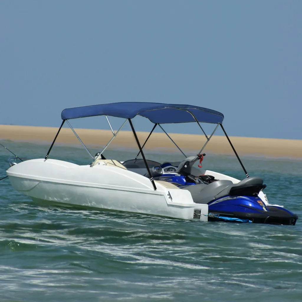 Bimini di Prua con Tendalino a 3 Archi Blu 183x160x137 cm 92364