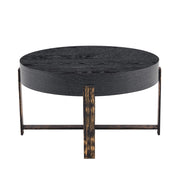 TAVOLINO ROTONDO DA SALOTTO 68 cm Nero in MDF e Metallo