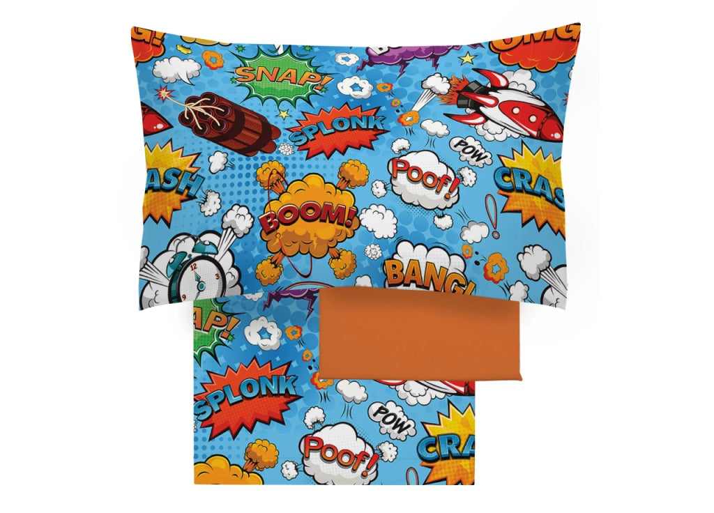 Completo Lenzuola Freestyle Per Ragazzi 100% Cotone Digitale Boom 26 - Piazza E Mezza - Boom